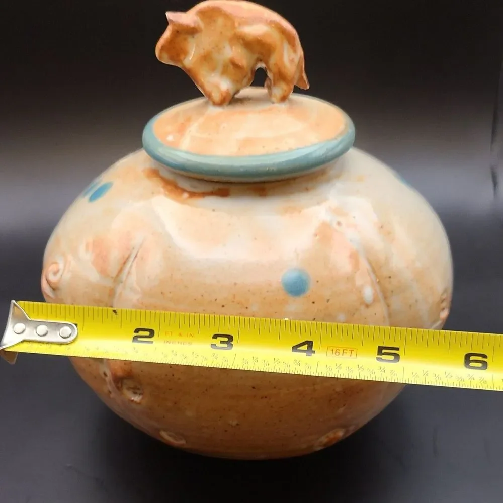 Will and Johanna DeMay Pottery Rare Buffalo Canister Jar W Lid Southwest 7